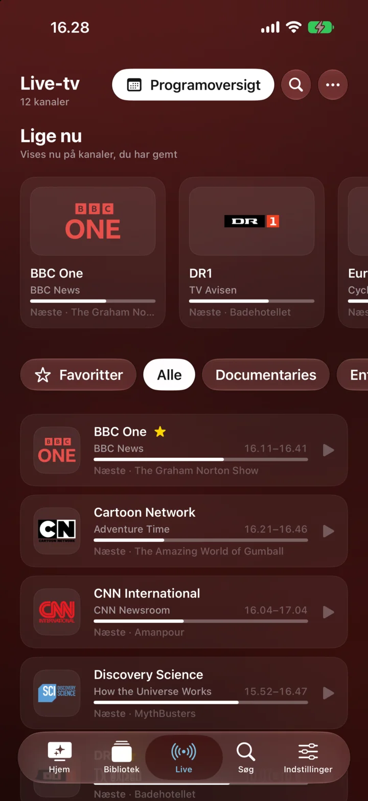Spectati Live-tv med kanaler og programoversigt
